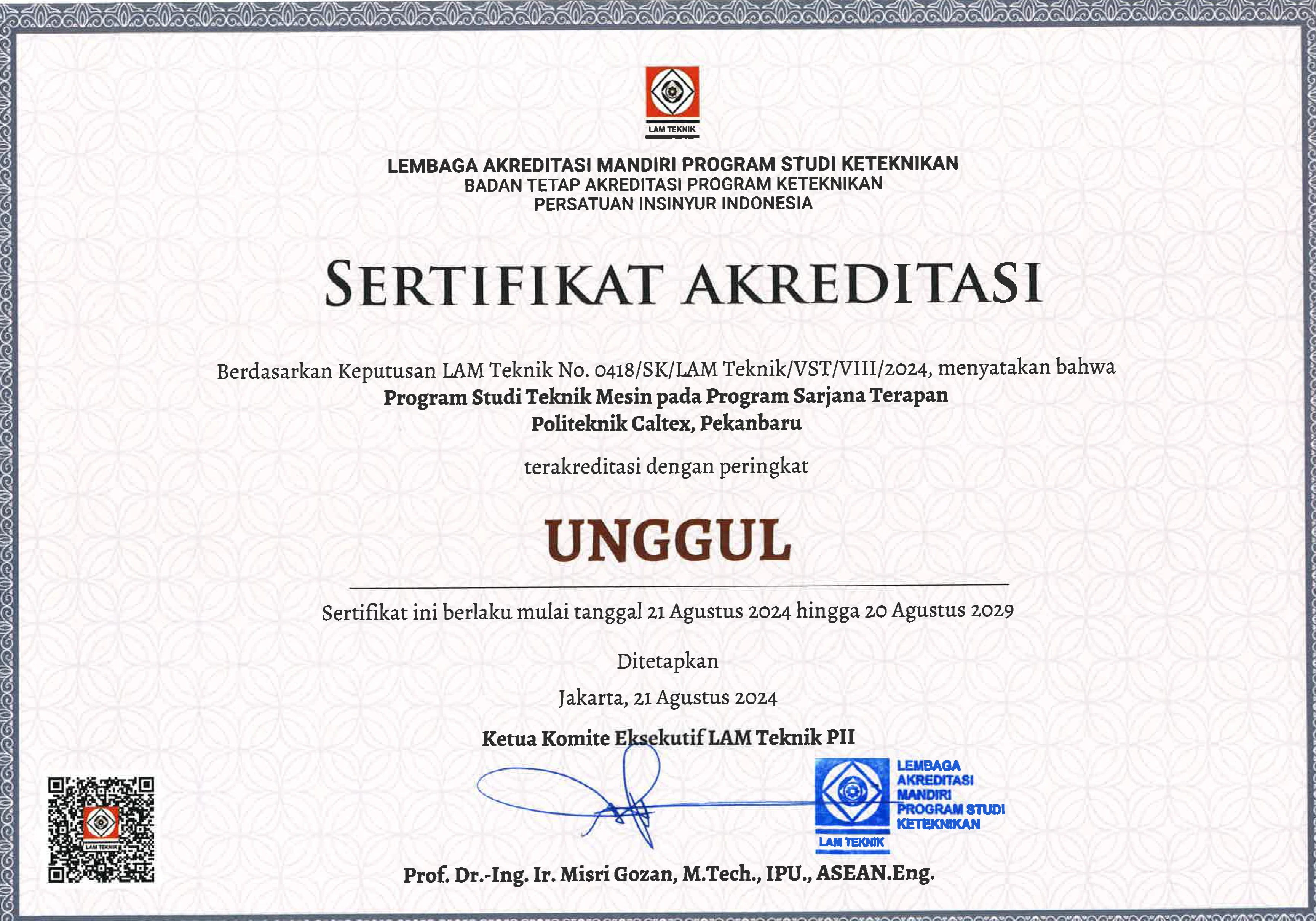 Akreditasi Sarjana Terapan Teknik Mesin LAM TEKNIK 2024