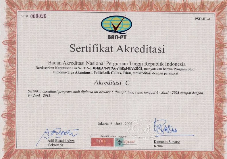 Akreditasi Diploma Tiga Akuntansi BAN PT 2008