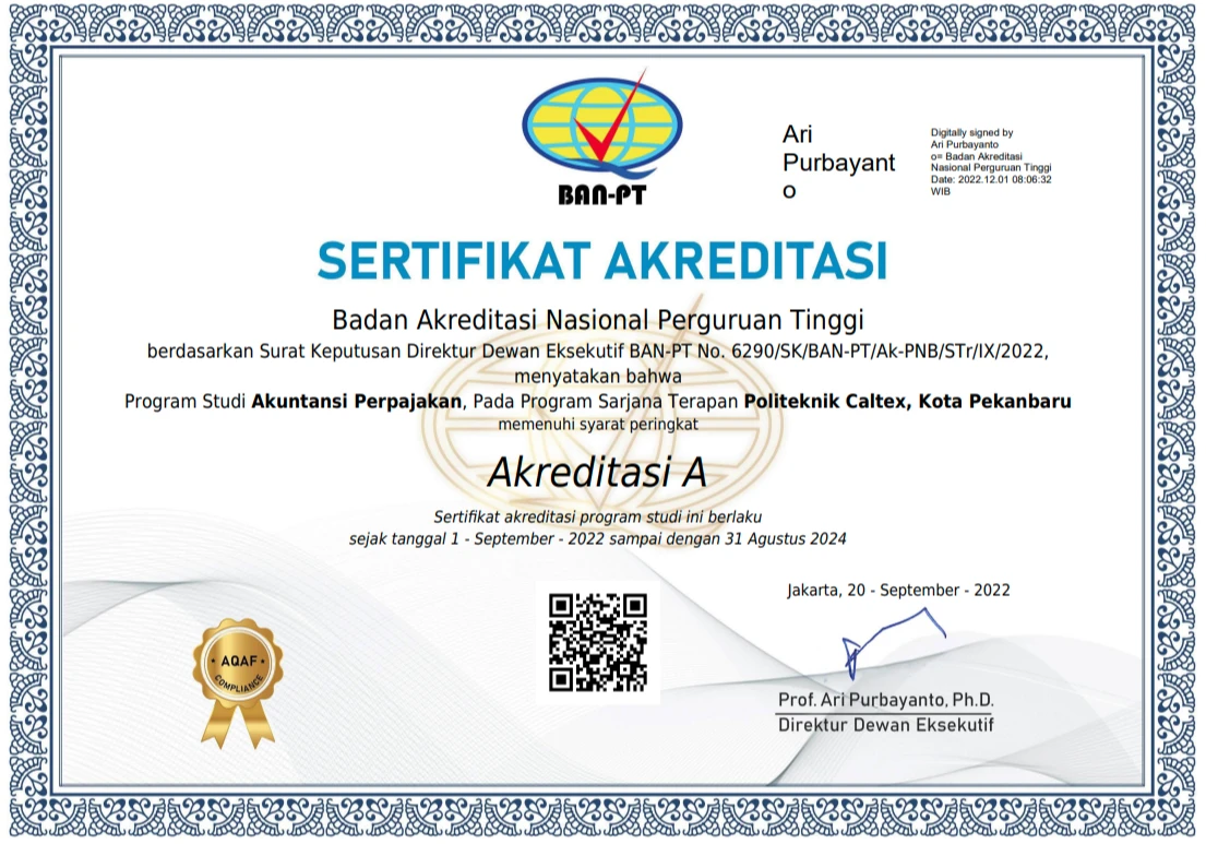 Akreditasi Sarjana Terapan Akuntansi Perpajakan BAN PT 2022