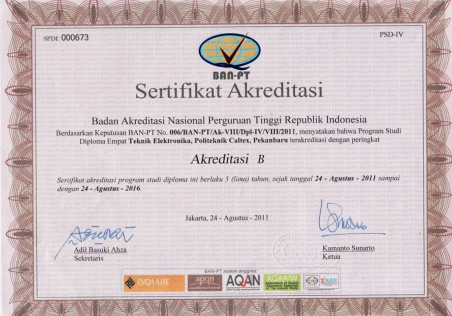 Akreditasi Sarjana Terapan Teknik Elektronika Telekomunikasi BAN PT 2011