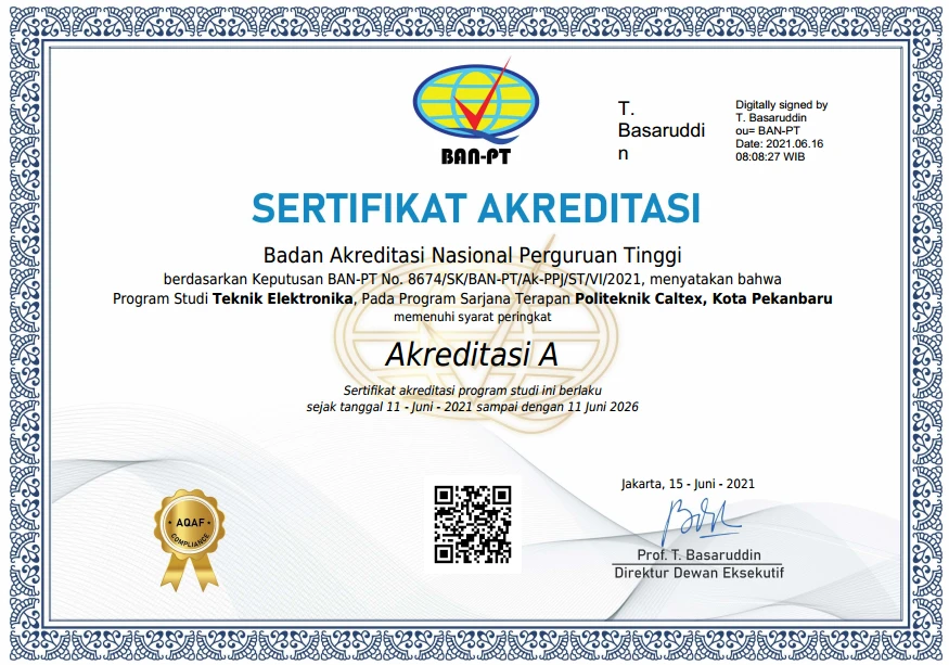 Akreditasi Sarjana Terapan Teknik Elektronika Telekomunikasi BAN PT 2021