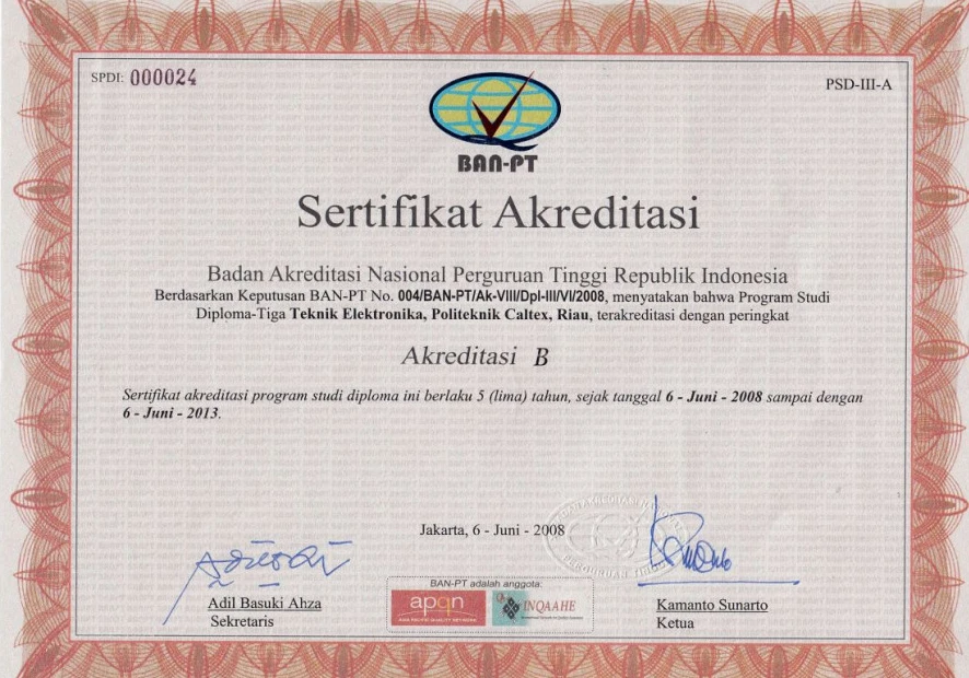 Akreditasi Diploma Tiga Teknik Elektronika BAN PT 2008