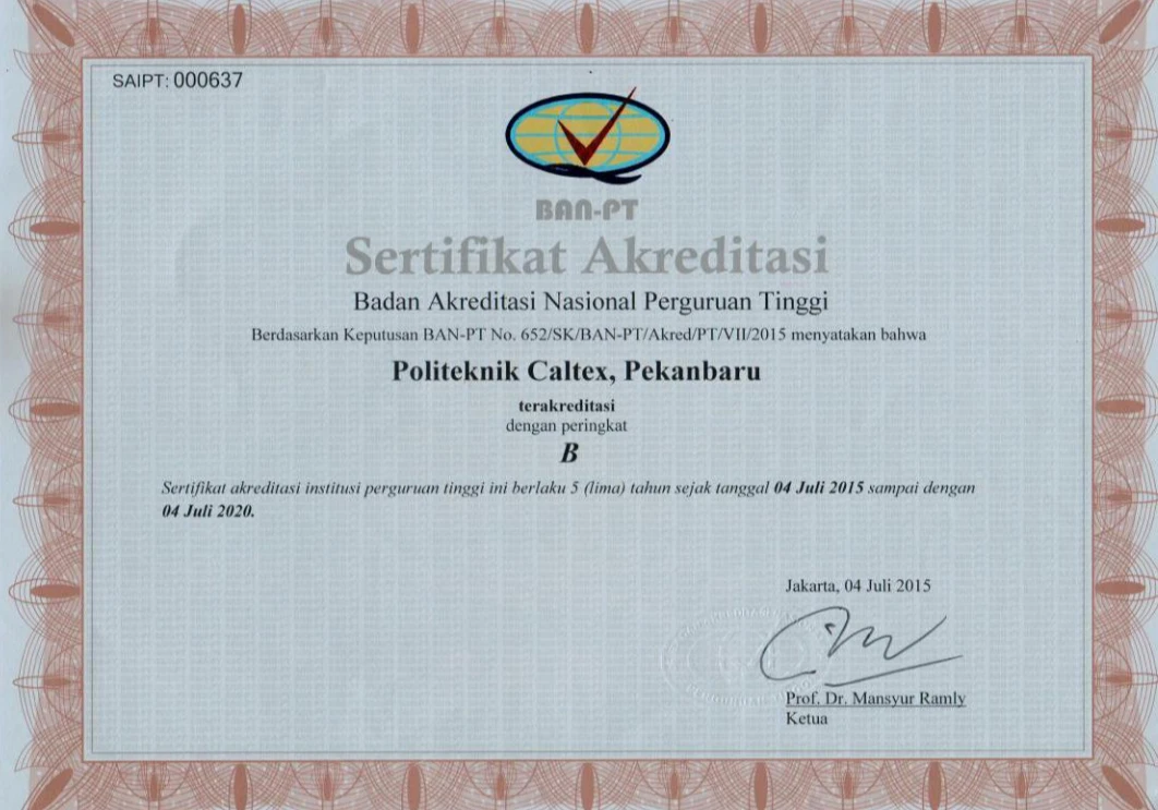 Sertifikat Akreditasi Institusi B - 2015